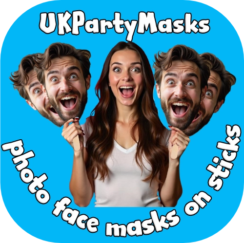 photo face masks on sticks