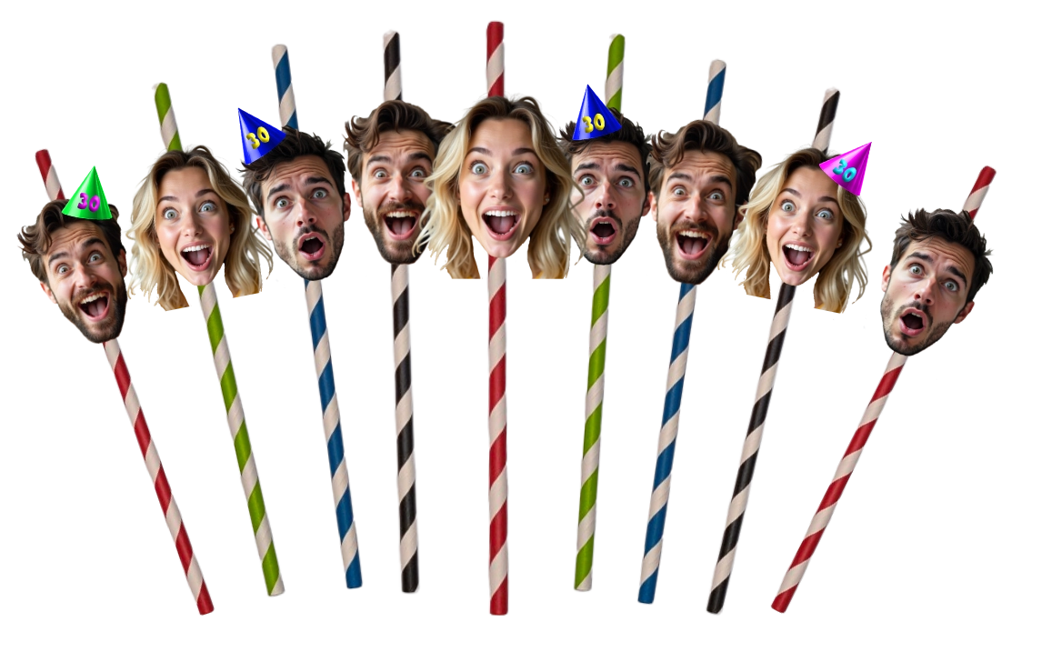 Personalised Party Face Straws from UKPartyMasks