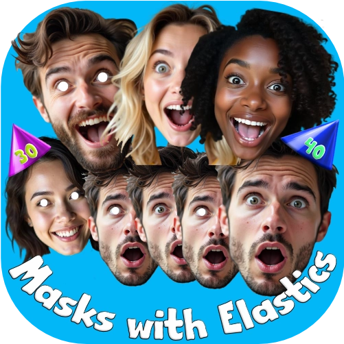 Party Face Masks with elastics from personalisedfaceask.co.uk