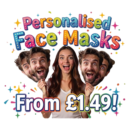 Party Face Masks with elastics from personalisedfacemask.co.uk