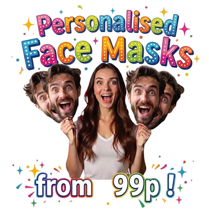 Party Face Masks with elastics from personalisedfacemask.co.uk