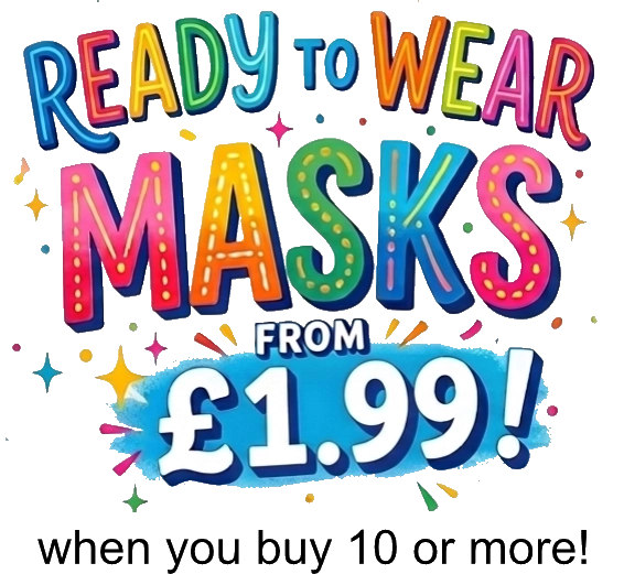 Party Face Masks with elastics from personalisedfacemask.co.uk