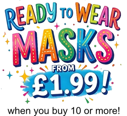 Party Face Masks with elastics from personalisedfacemask.co.uk